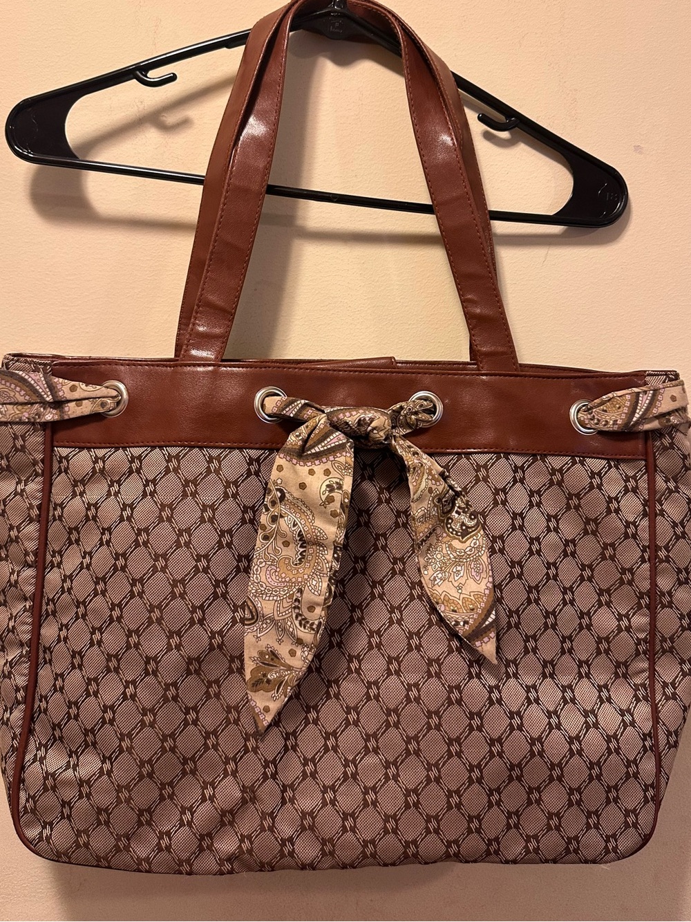 Chadwicks Brown Patterned Tote with Scarf